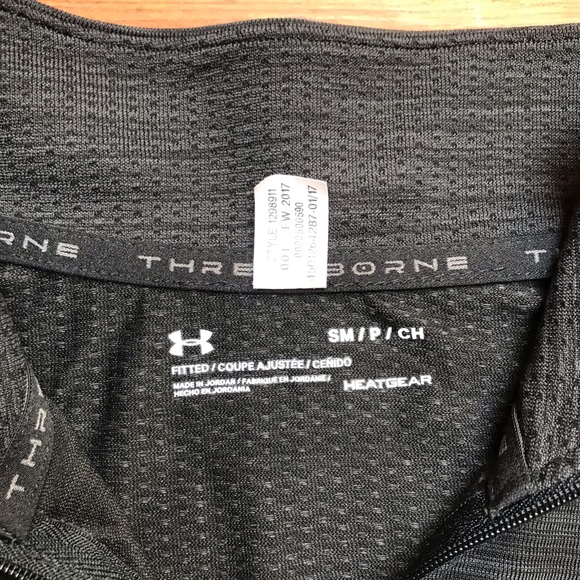 Under Armour Heather Grey Black Long Sleeve Half Zip Top, EUC, S - Picture 4 of 13